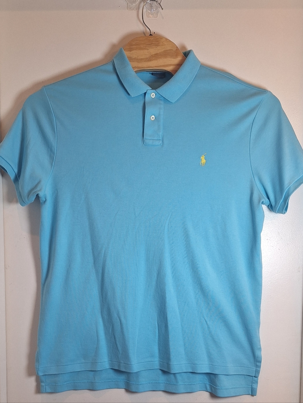 Polo Ralph‎ Lauren Mens Custom Fit Short Sleeve Polo Shirt Teal Blue XL Cotton - Picture 2 of 6